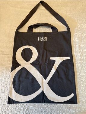 Eileen Fisher Black and White Canvas Tote with Large Ampersand